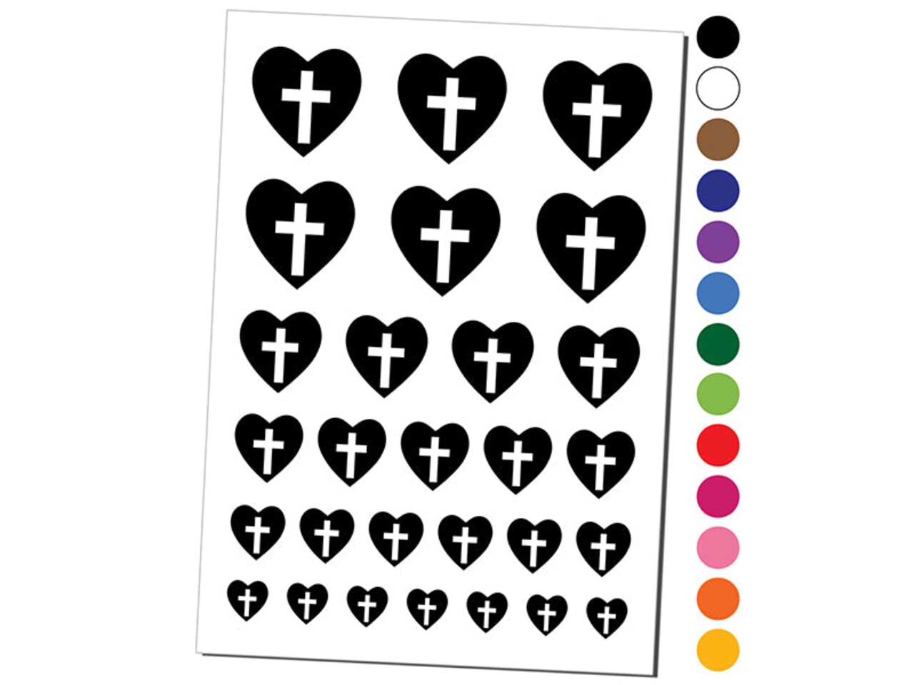 Cross in Heart Christian Temporary Tattoo Water Resistant Fake Body Art Set Collection